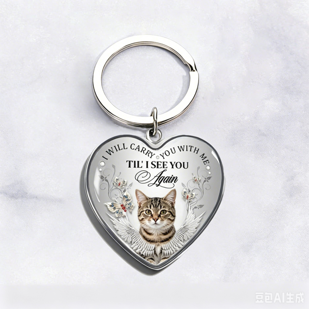 Collier/porte-clés commémoratif photo personnalisé "Je te porterai avec moi" - N001