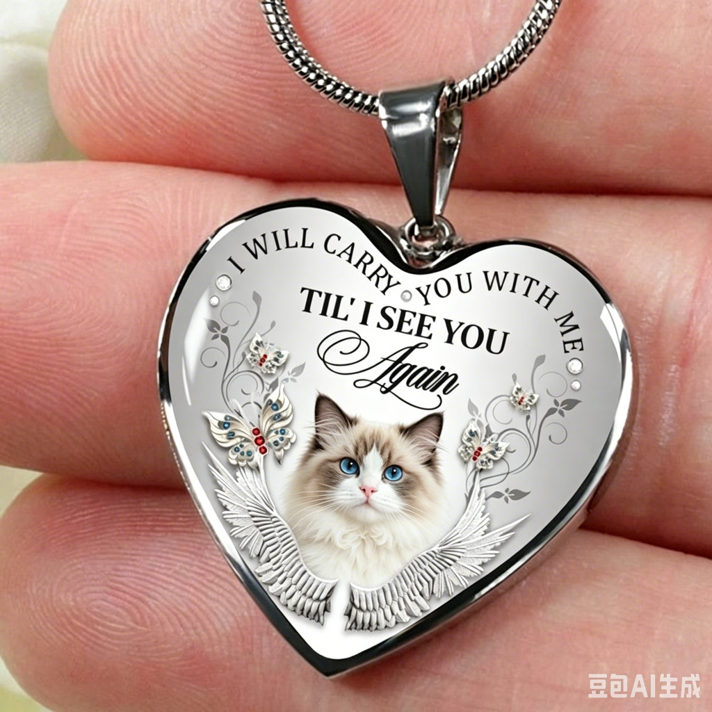 Collier/porte-clés commémoratif photo personnalisé "Je te porterai avec moi" - N001