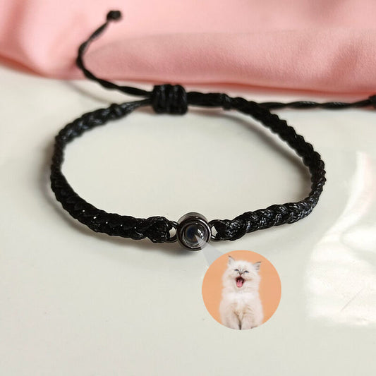 Personalized Photo Projection Bracelet Colorful Braided Rope - P045