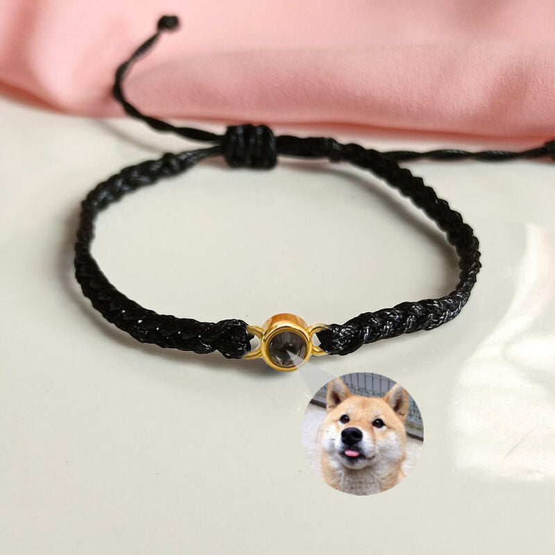 Personalized Photo Projection Bracelet Colorful Braided Rope - P045