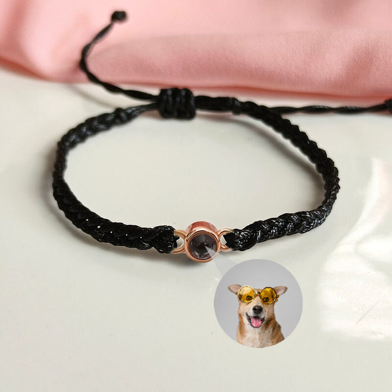 Personalized Photo Projection Bracelet Colorful Braided Rope - P045