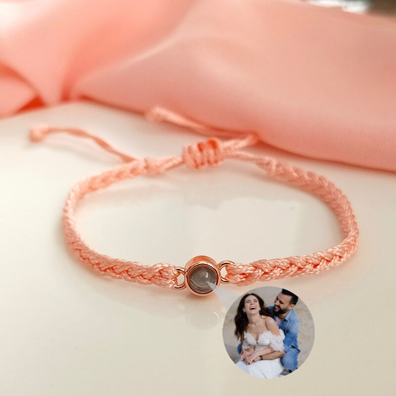 Personalized Photo Projection Bracelet Colorful Braided Rope - P045