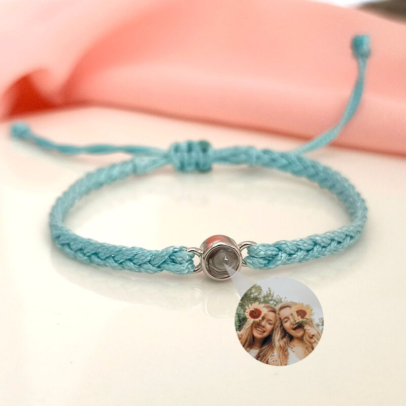 Personalized Photo Projection Bracelet Colorful Braided Rope - P045