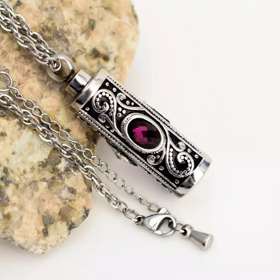 Birthstone Pendant Cremation Urn Necklace -A022