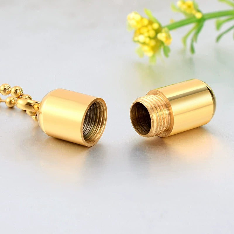 Capsule Pendant Cremation Urn Necklace-A024