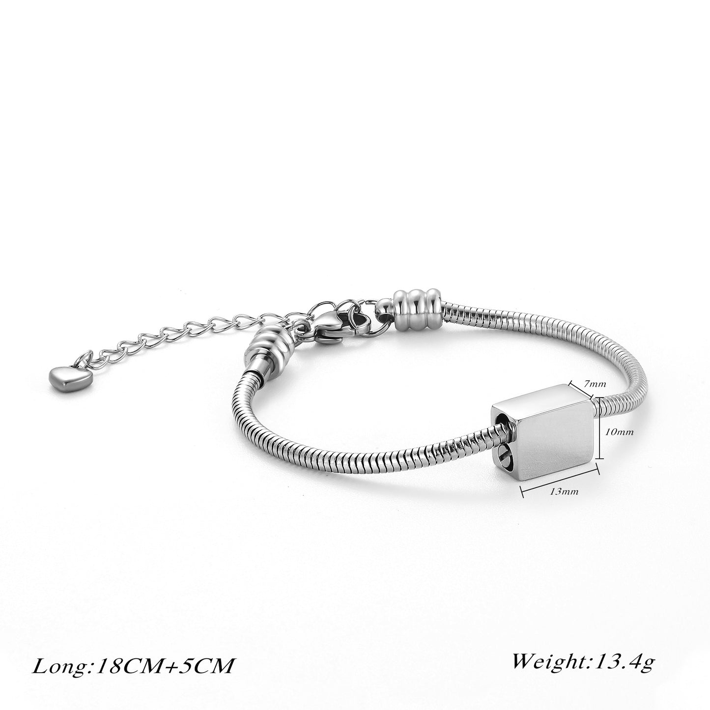 Custom Cremation Urn Square Beaded Bracelet Compatible with Pandora-A057