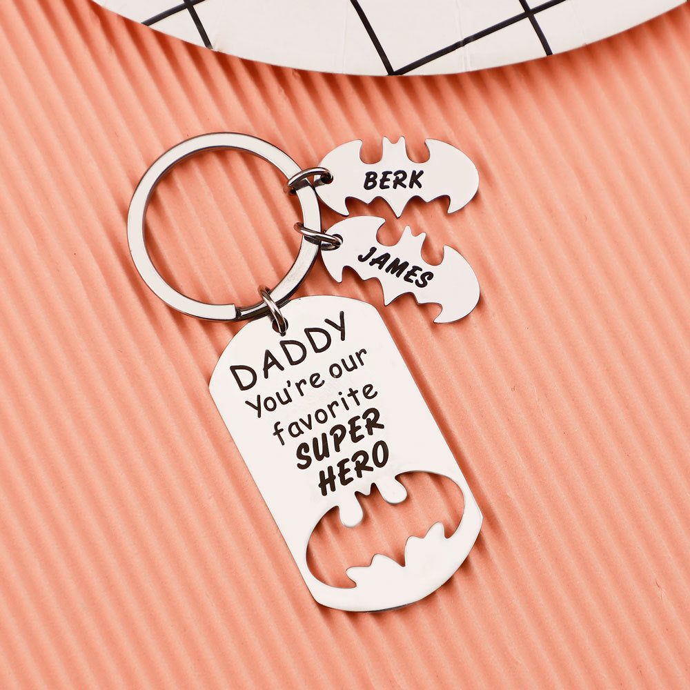 "You are our Hero" Custom Name Keychain Father's Day Gift-K016