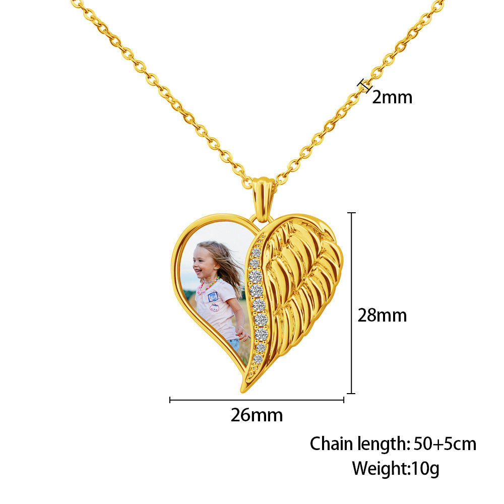 Heart Wing Locket Necklace-L011