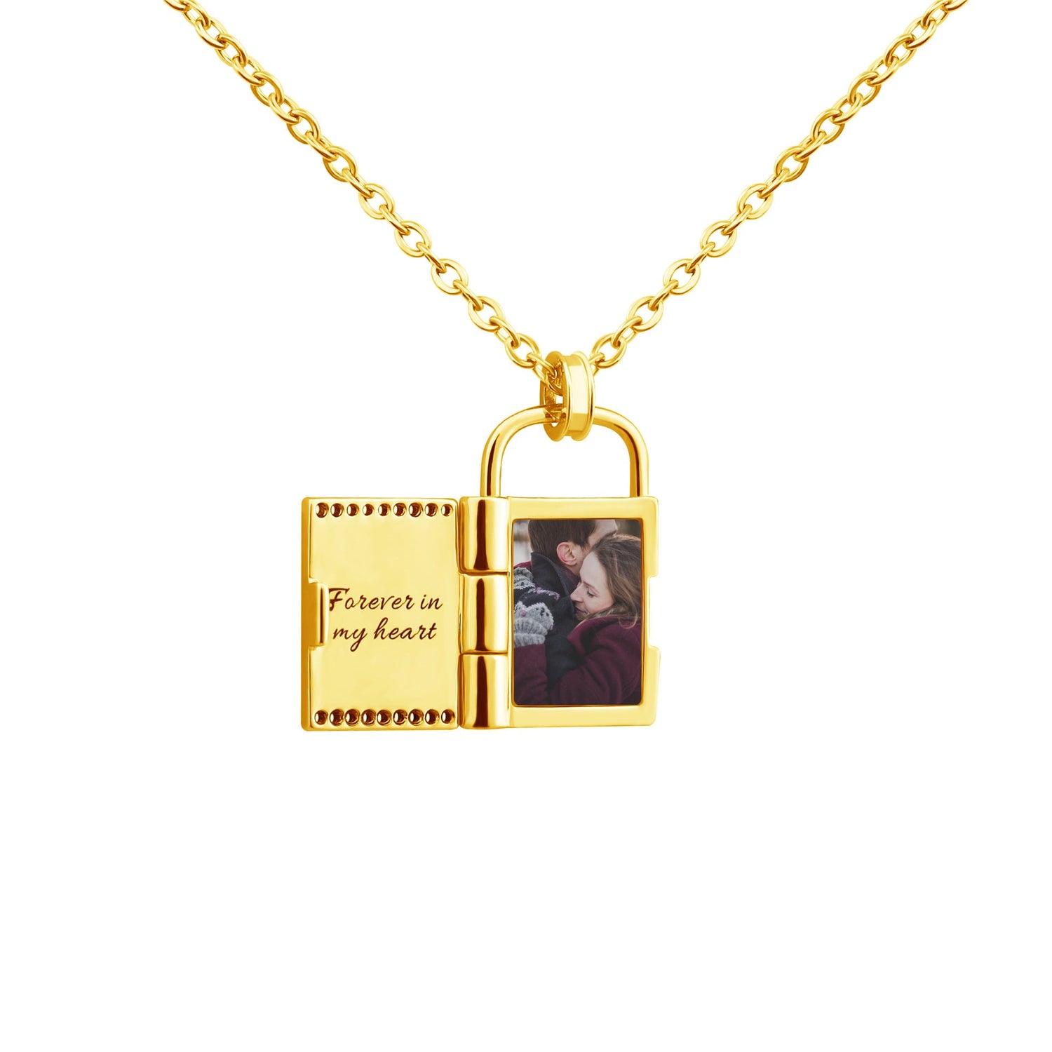 Lock Shape Locket Necklace-L005