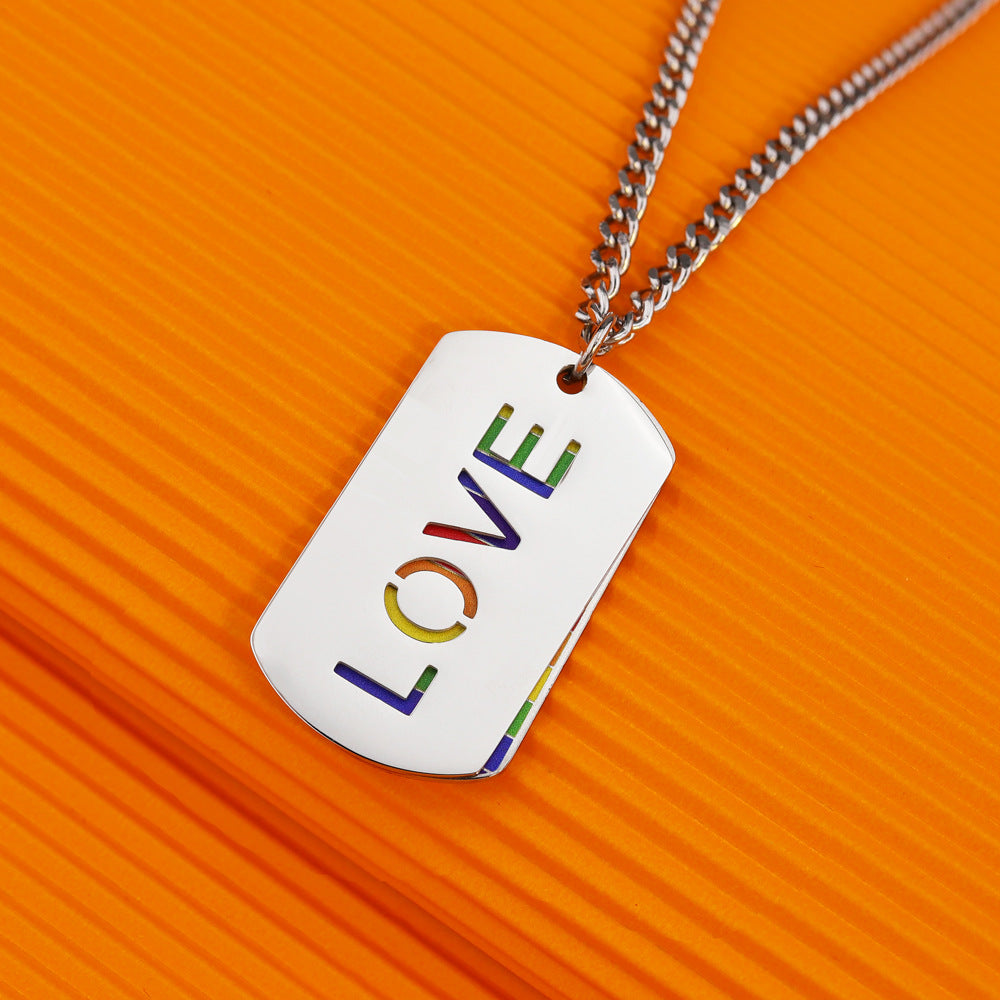 Rainbow Flag Necklace With LOVE-N074