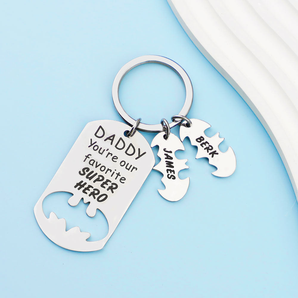 "You are our Hero" Custom Name Keychain Father's Day Gift-K016