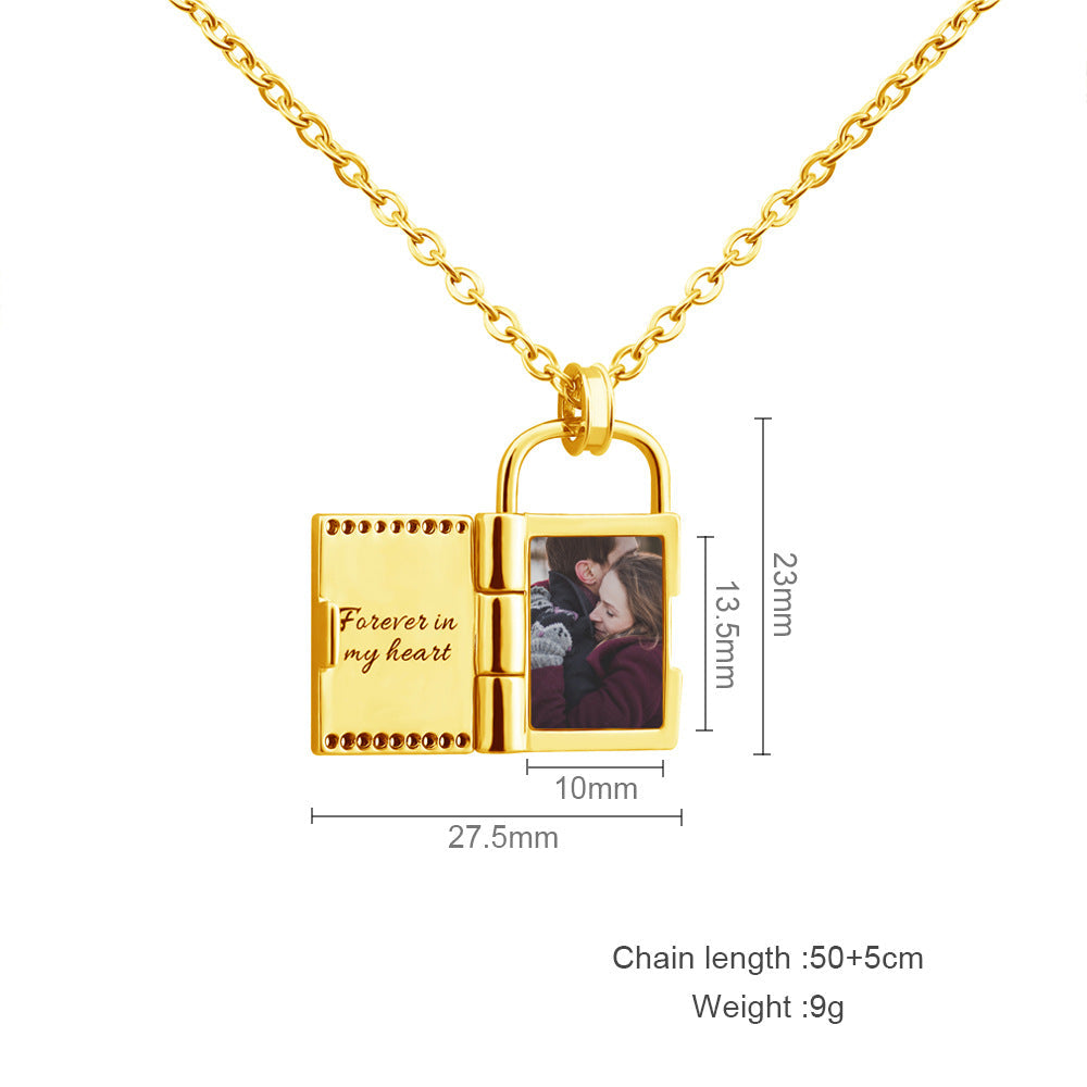 Lock Shape Locket Necklace-L005