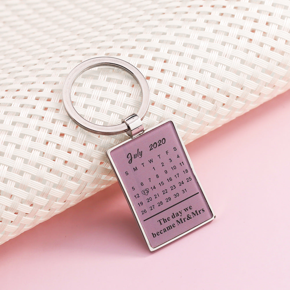 Custom Photo Keychain With Date Gift For Couple-K018