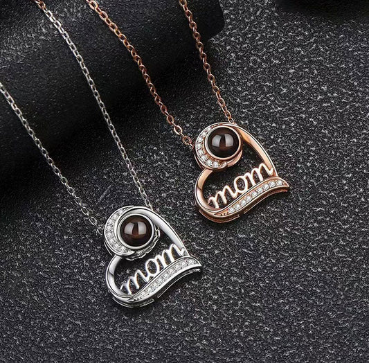 Personalized Photo Projection Necklace 925 Sterling Silver Mother's Day Gift- P036