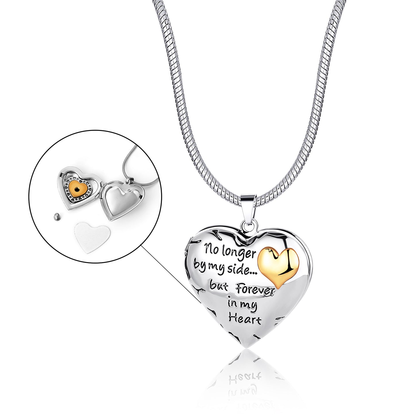 Memorial Photo locket "No Longer By My Side"Necklace With Urn-L018