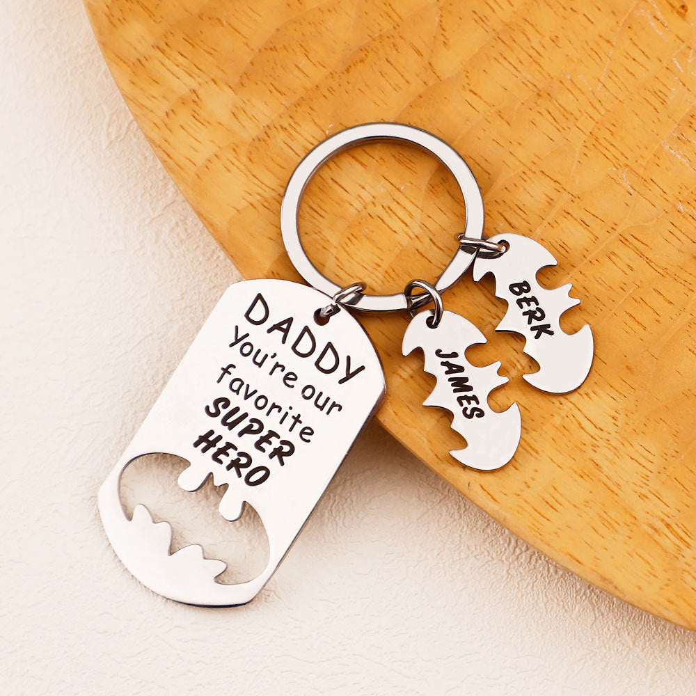 "You are our Hero" Custom Name Keychain Father's Day Gift-K016