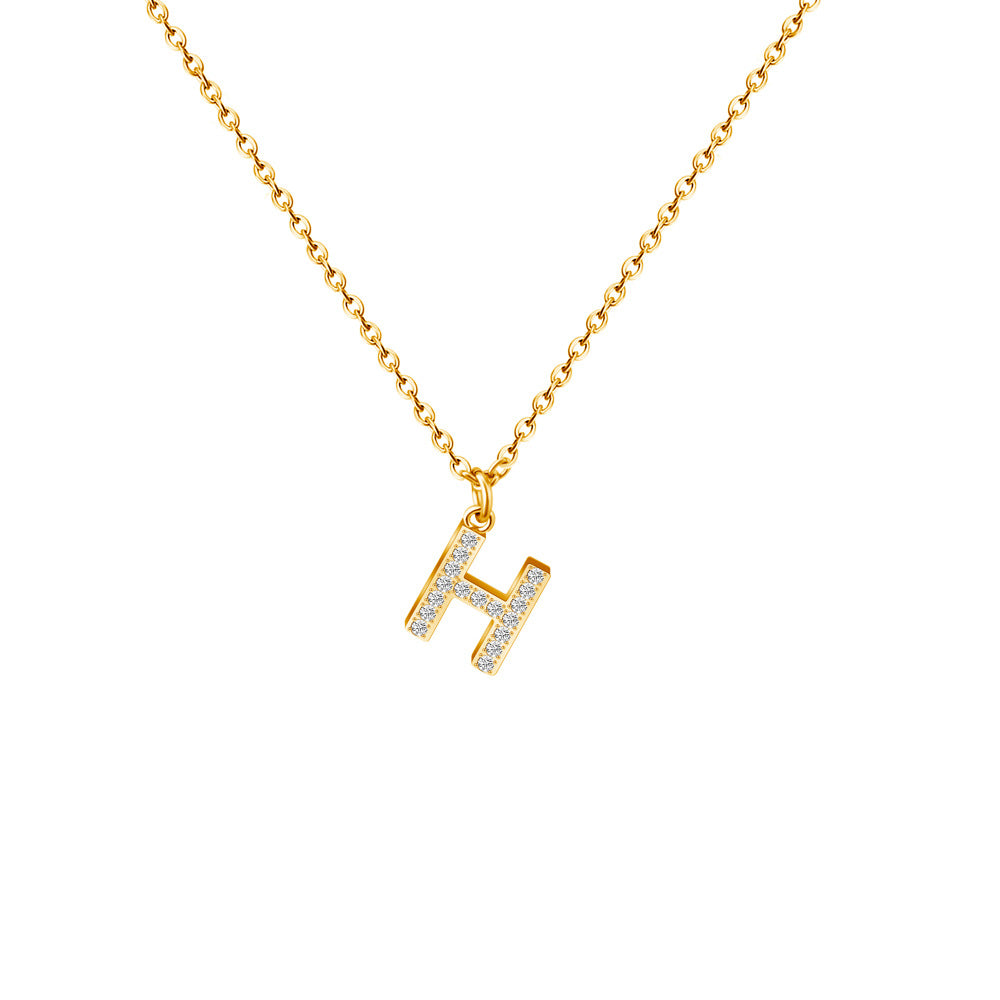 Crown Initial Necklace with Cubic Zirconia-N011