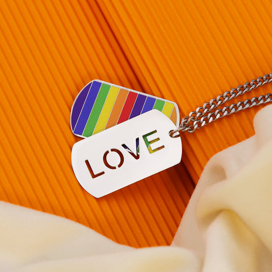 Rainbow Flag Necklace With LOVE-N074