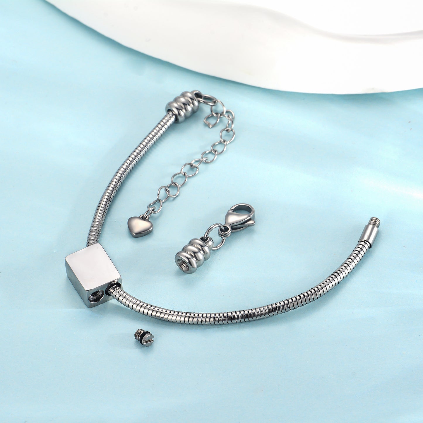 Custom Cremation Urn Square Beaded Bracelet Compatible with Pandora-A057