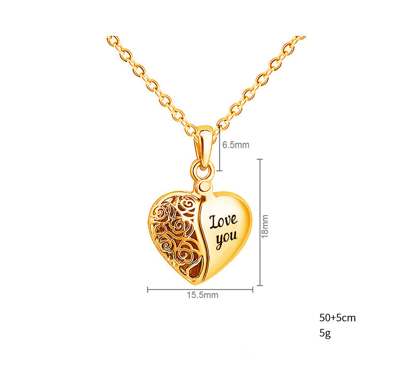 Heart Wing Locket Necklace-L008