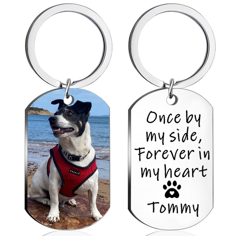 "Once by my side" Custom Photo Memorial Keychain-K022