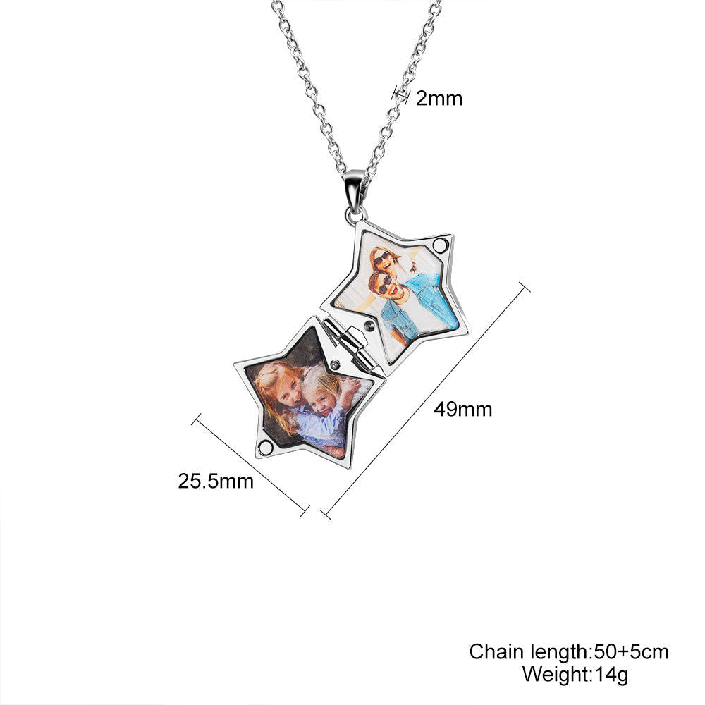 Star/Square Locket Necklace-L003