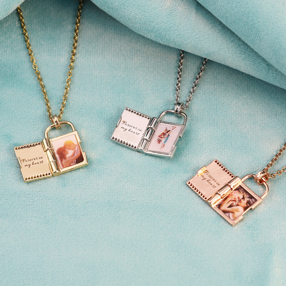 Lock Shape Locket Necklace-L005