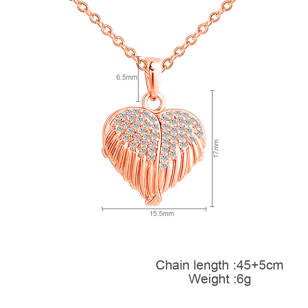 Heart Diamond Wings Locket Necklace-L004