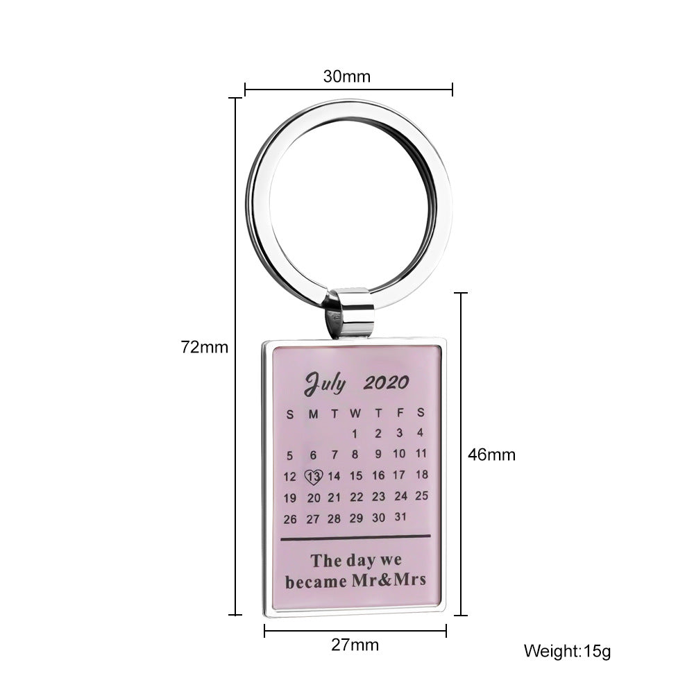 Custom Photo Keychain With Date Gift For Couple-K018