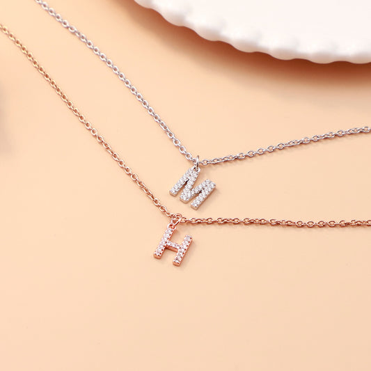 Crown Initial Necklace with Cubic Zirconia-N011