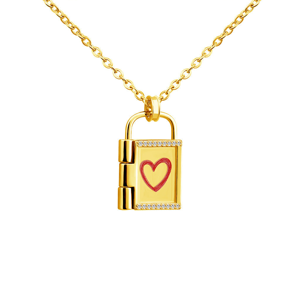 Lock Shape Locket Necklace-L005