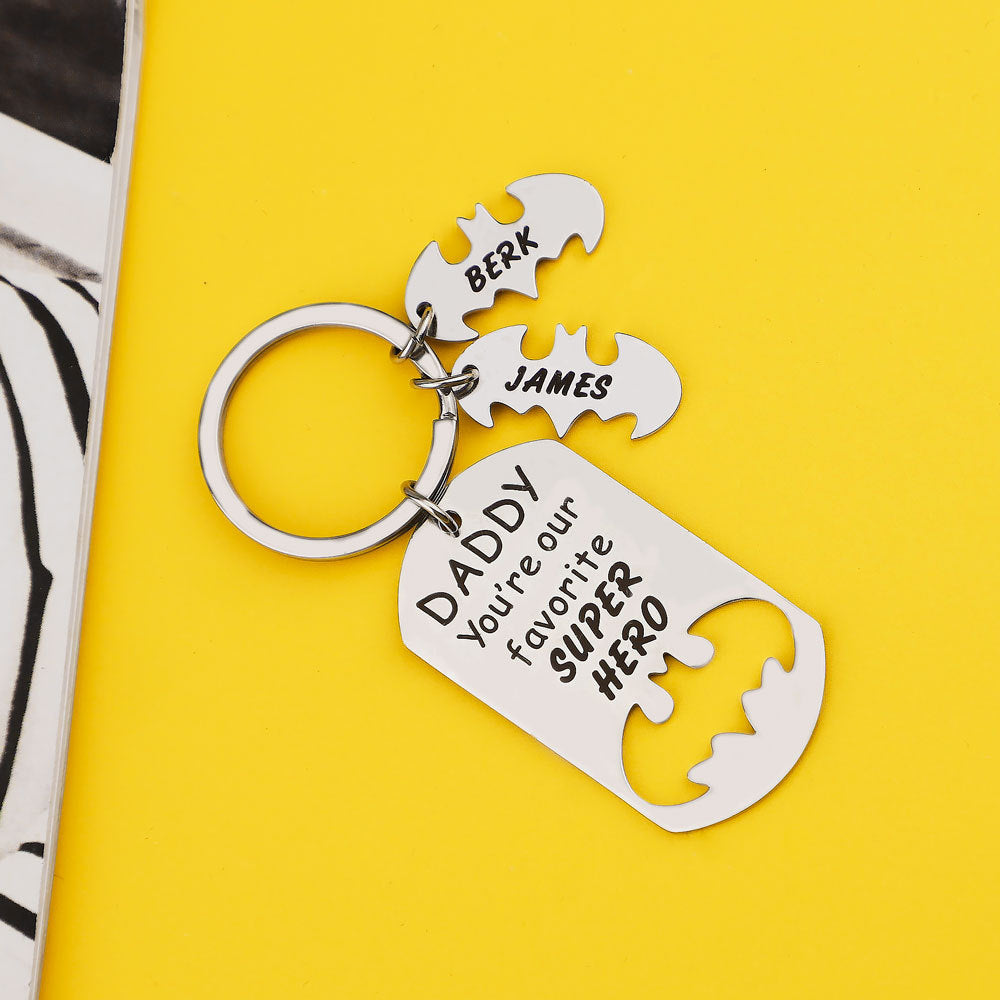 "You are our Hero" Custom Name Keychain Father's Day Gift-K016