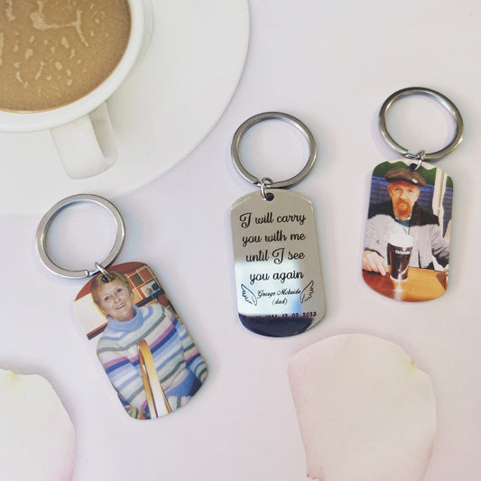 "I'll carry You with me" Custom Photo Memorial Keychain-K015