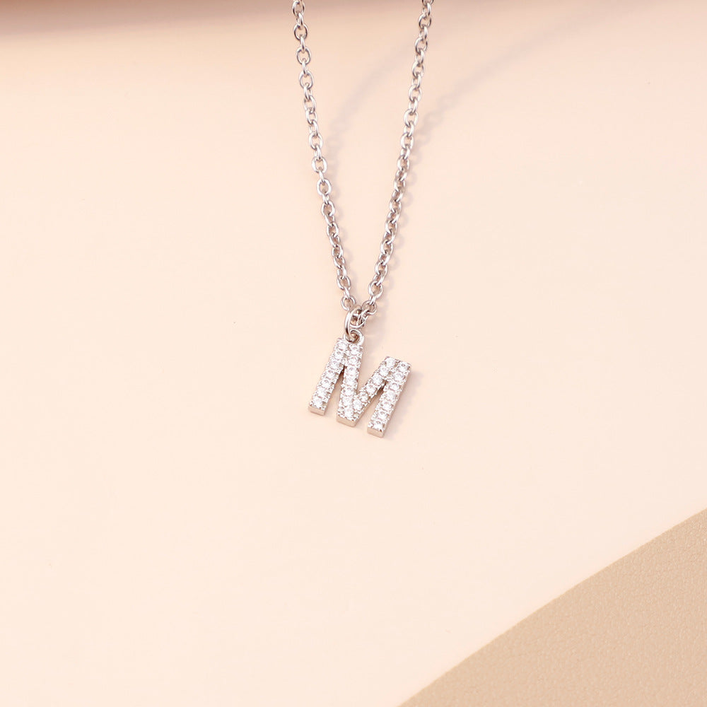 Crown Initial Necklace with Cubic Zirconia-N011