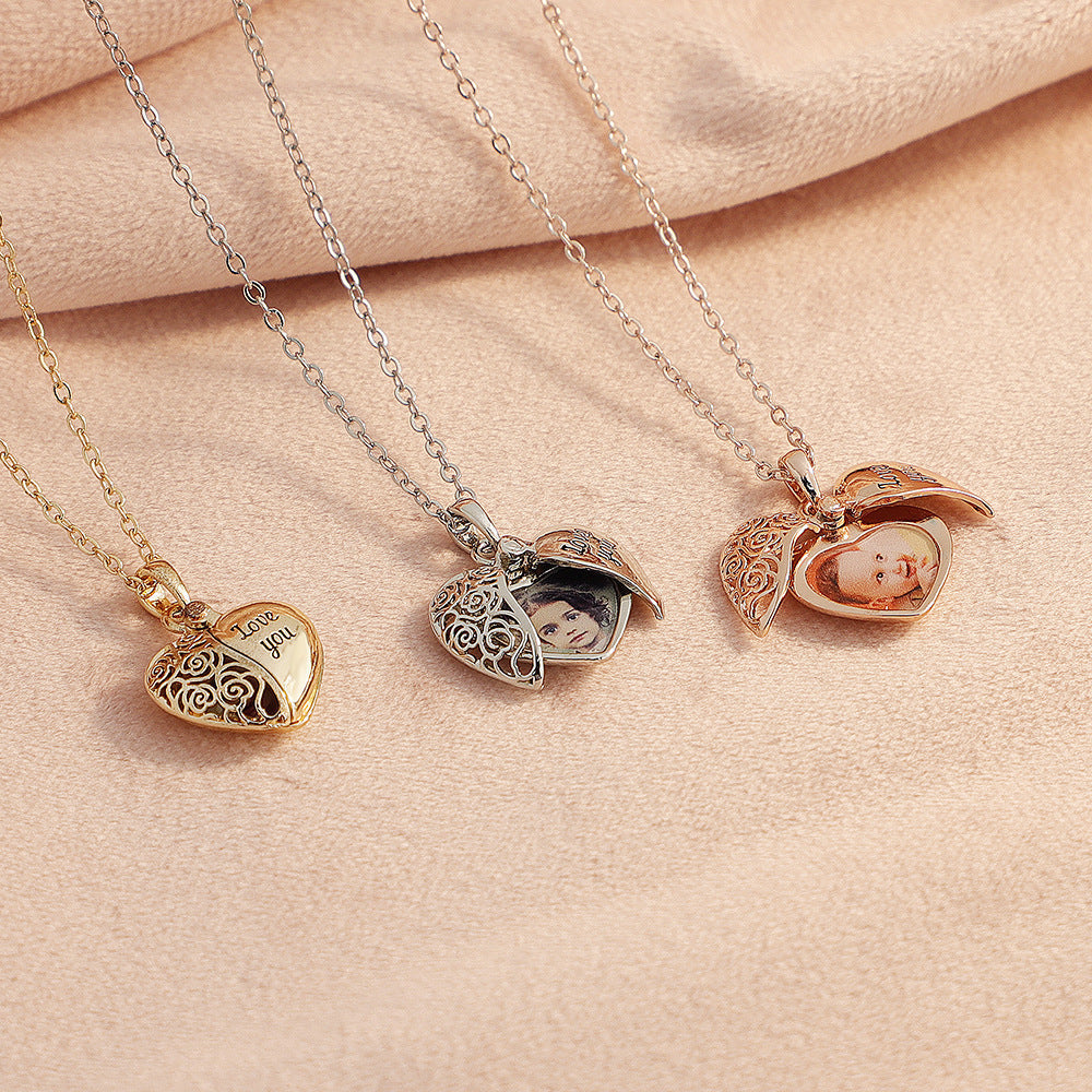 Heart Wing Locket Necklace-L008