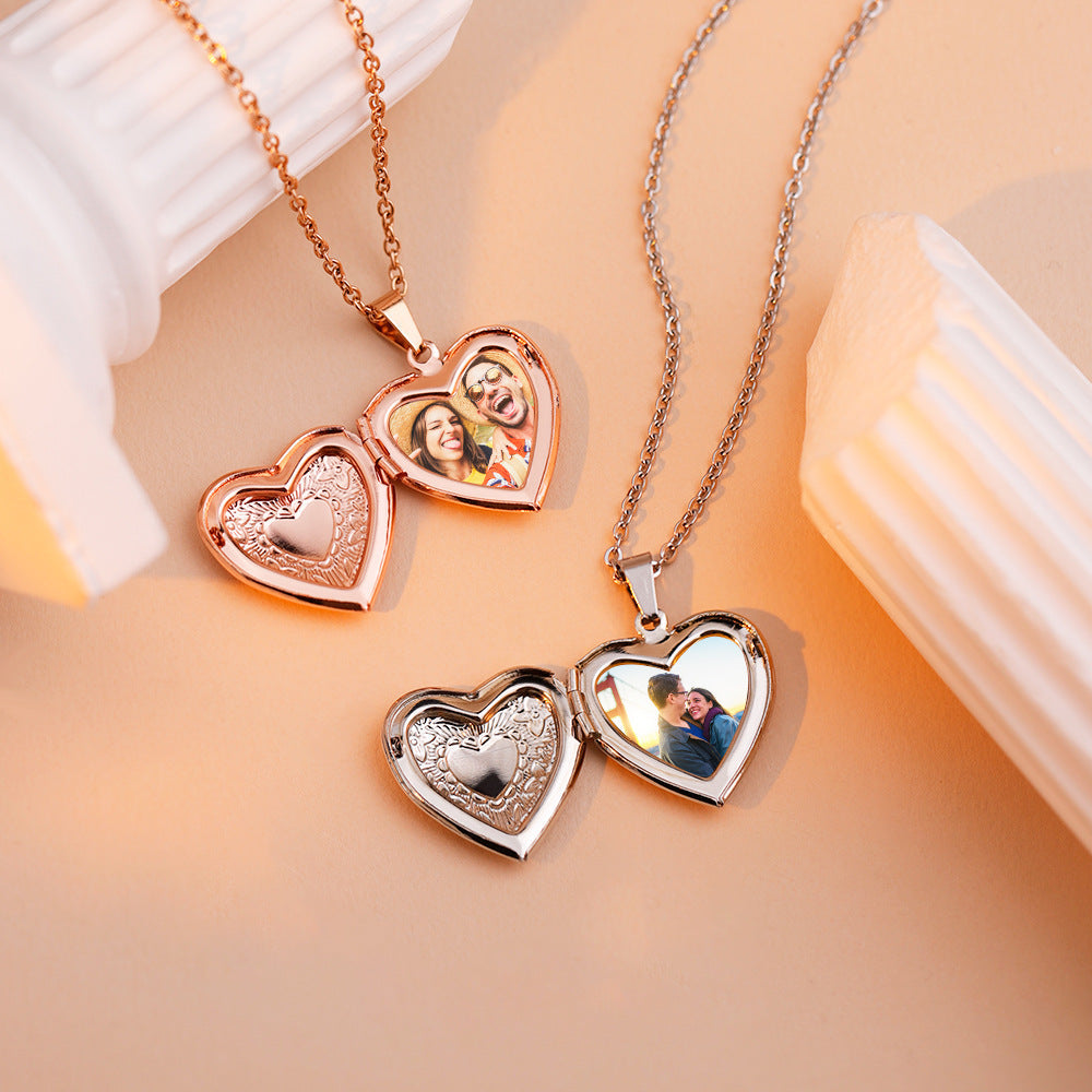 Heart Wing Locket Necklace-L009