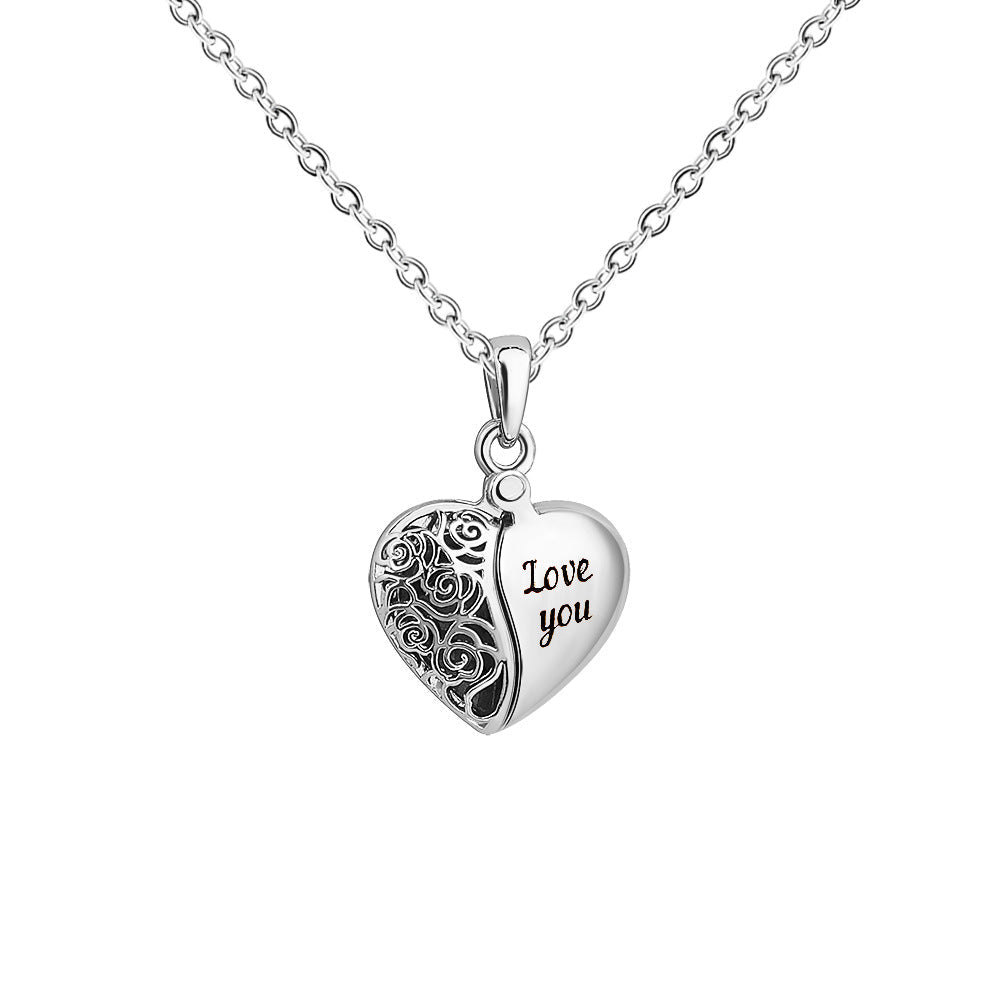 Heart Wing Locket Necklace-L008