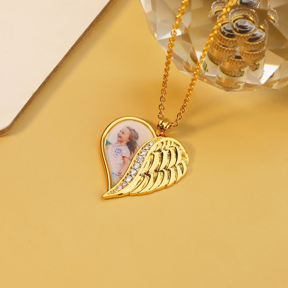 Heart Wing Locket Necklace-L011