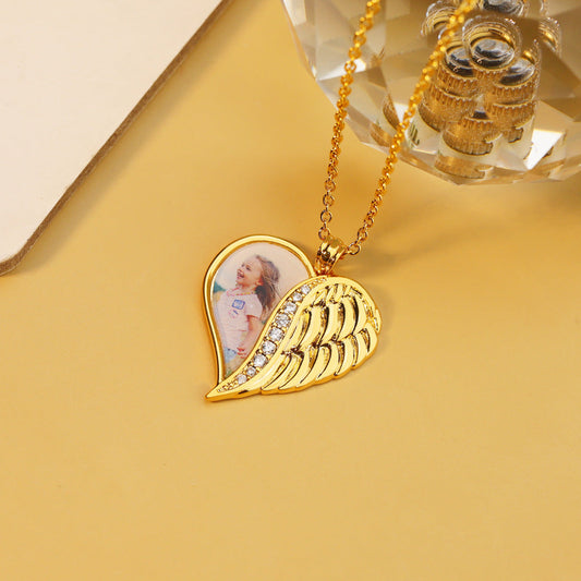 Heart Wing Locket Necklace-L011