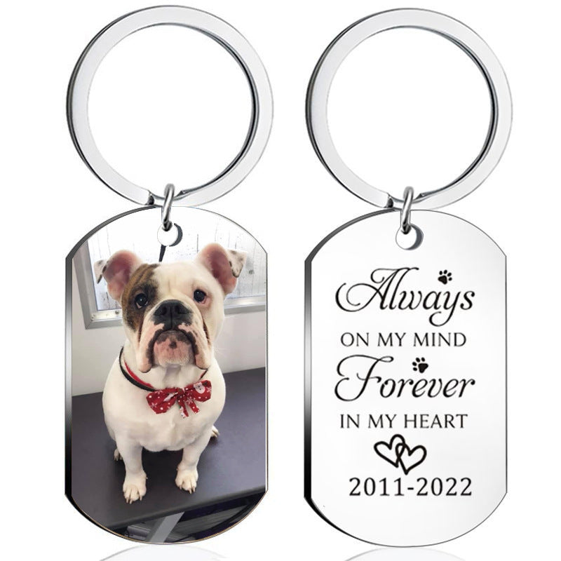 "Always on my mind" Custom Photo Memorial Keychain-K024