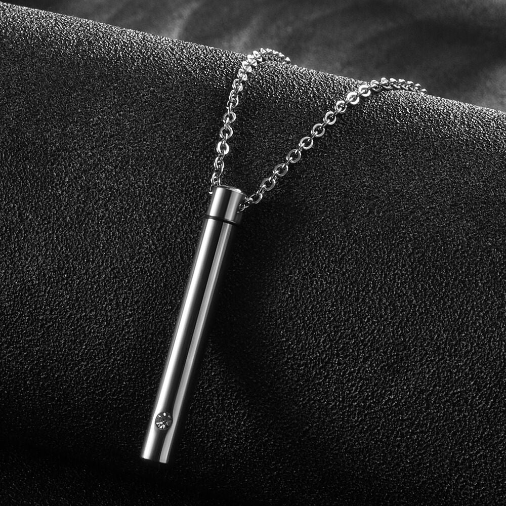 Cremation Urn Necklace Minimalist Cylinder Pendant Memorial Jewelry-A048