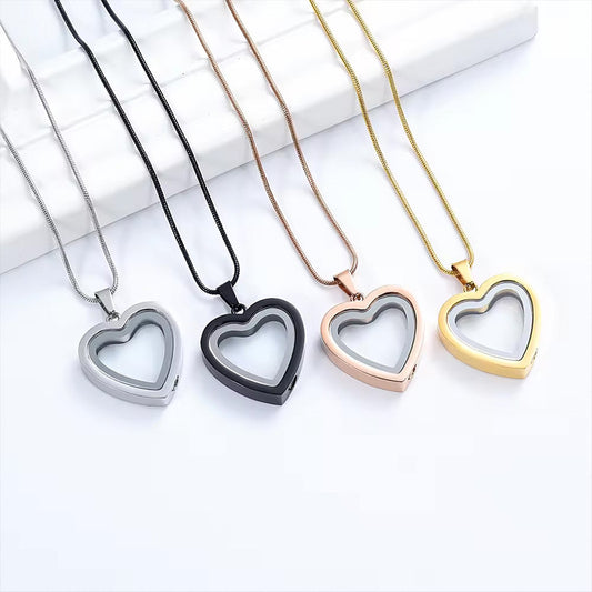 Cremation Urn Glass Heart Necklace for Ashes-A036