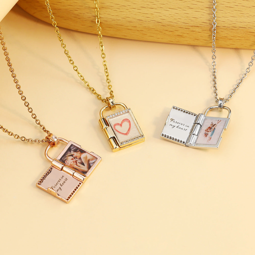 Lock Shape Locket Necklace-L005