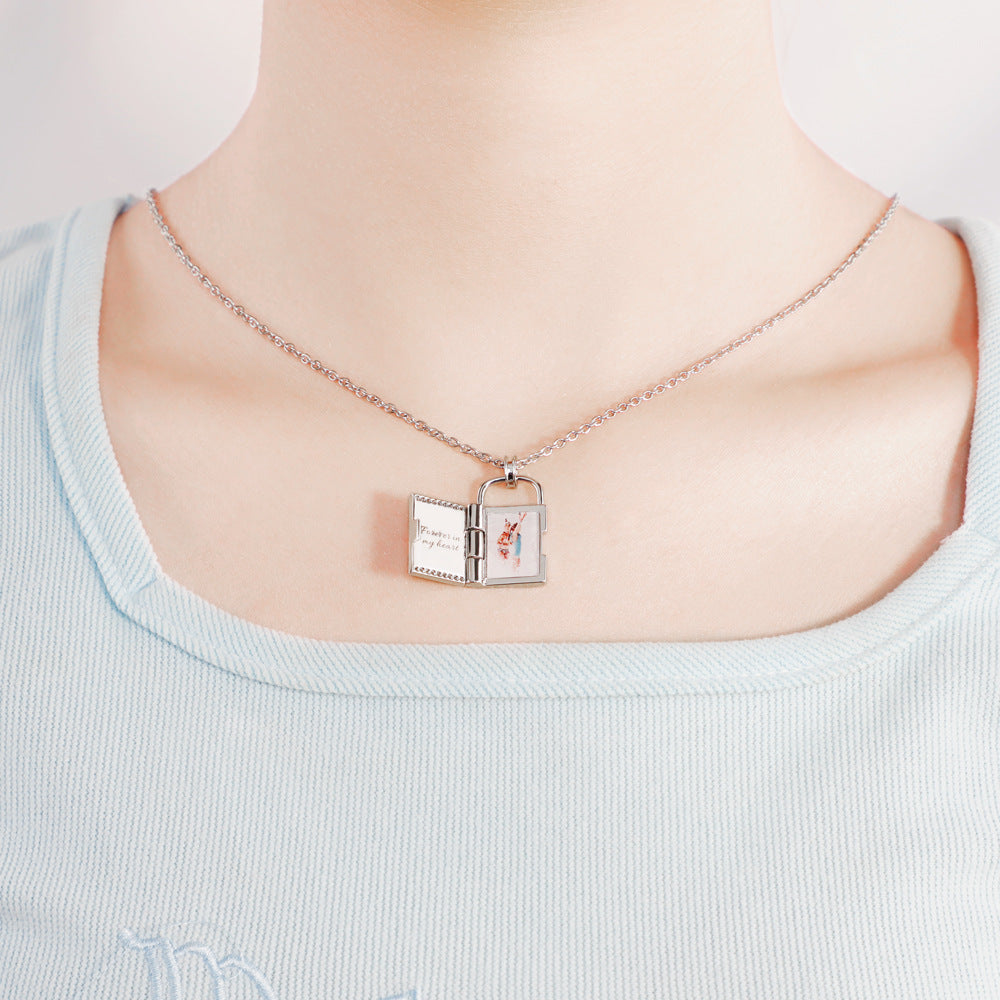 Lock Shape Locket Necklace-L005