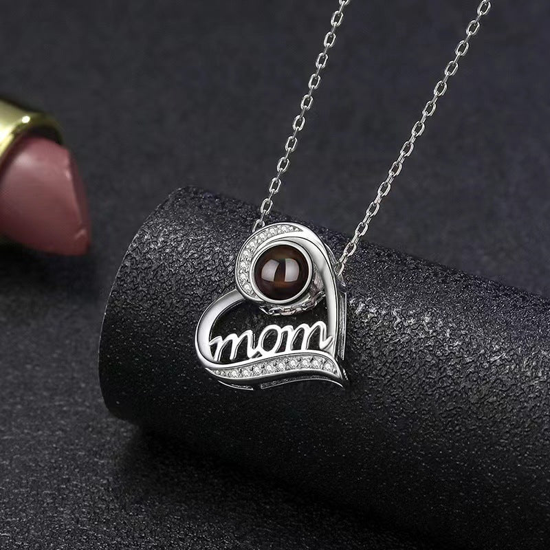 Personalized Photo Projection Necklace 925 Sterling Silver Mother's Day Gift- P036