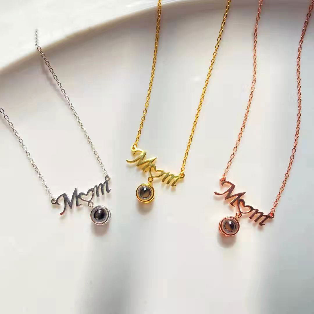 Personalized Photo Projection Mom Necklace 925 Sterling Silver Mother's Day Gift - P035