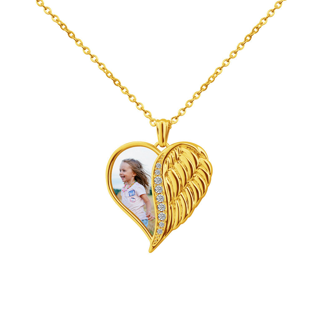 Heart Wing Locket Necklace-L011