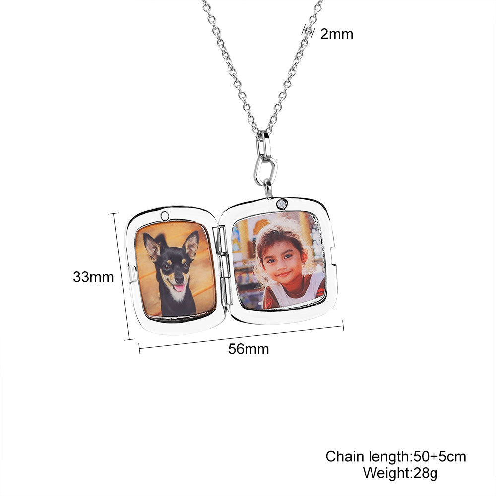 Star/Square Locket Necklace-L003