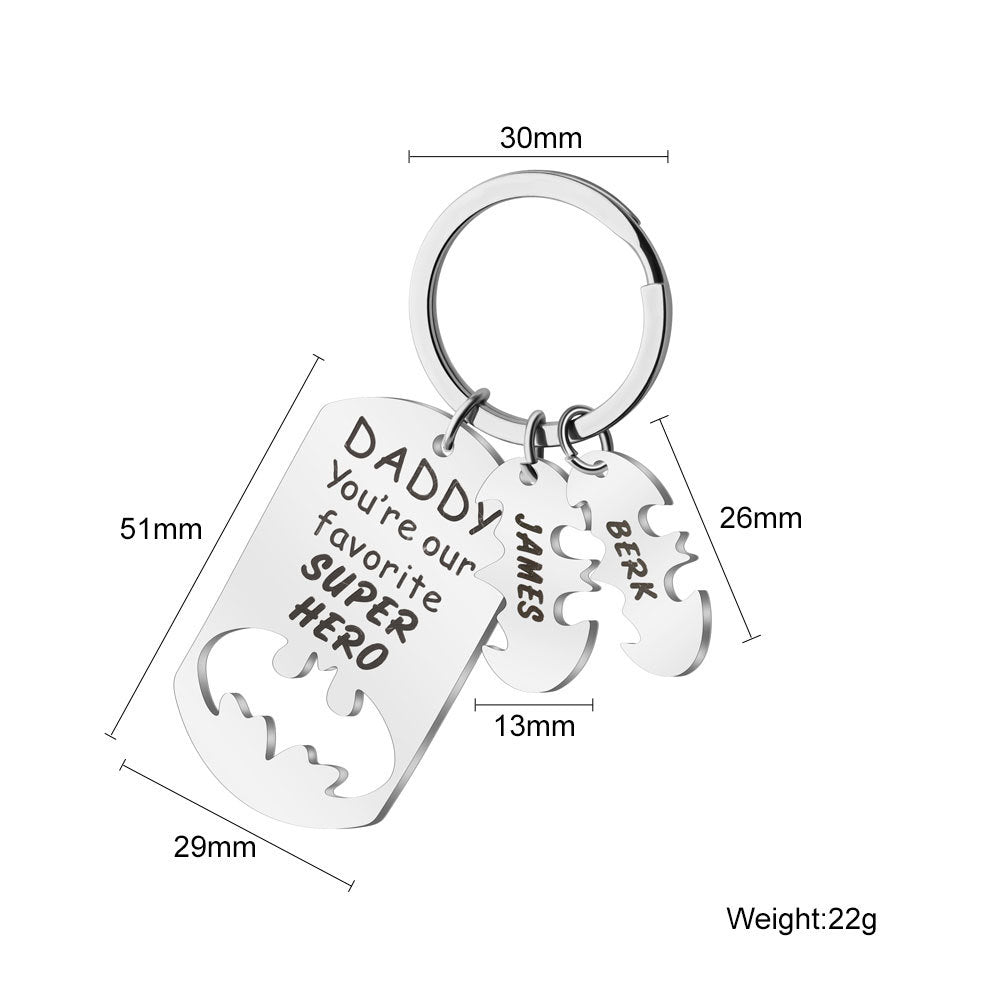 "You are our Hero" Custom Name Keychain Father's Day Gift-K016