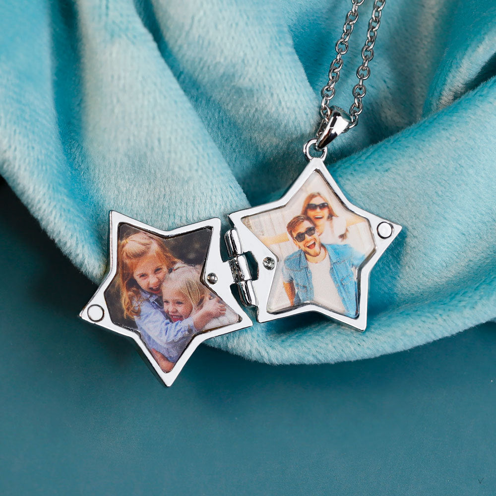 Star/Square Locket Necklace-L003